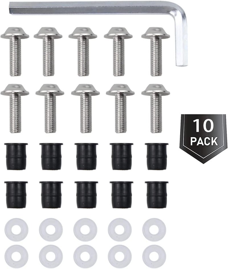 amavoler 10 PCS M5 Motorcycle Windscreen Bolts Screws Kit,Universal Motorcycle CNC Windshield Windscreen Bolt Screw,Works on OEM or Aftermarket Windshields (Silver) - Image 3